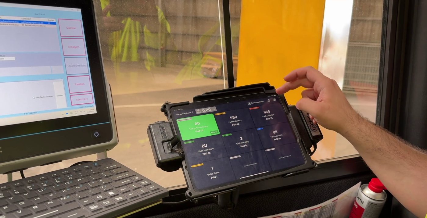 Tablet in the forklift cabin