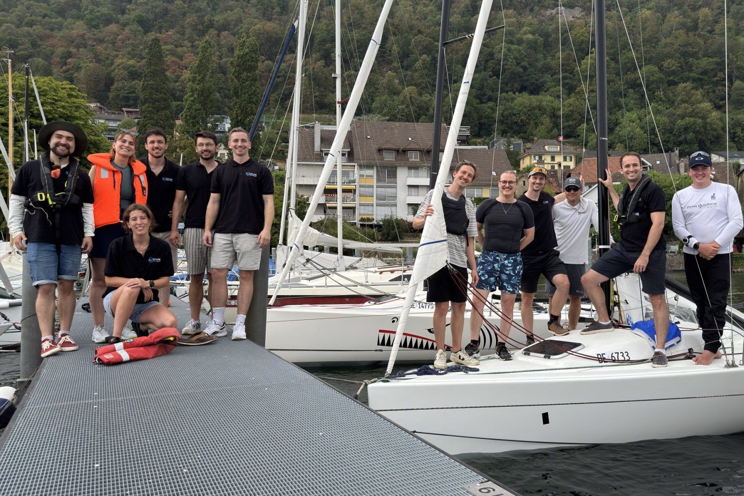 The UpCircle team at the harbour on a sailing day